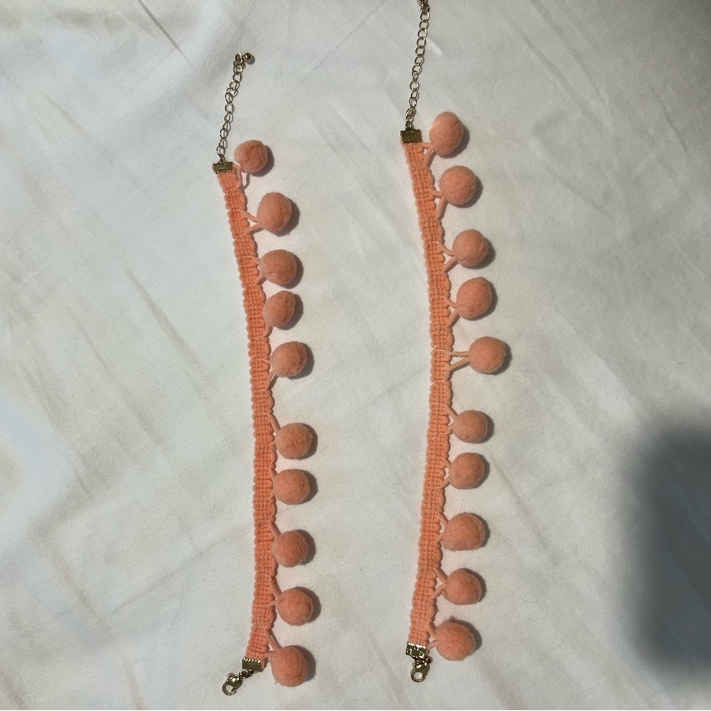 Set Of 2 Pink Bohemian Bracelets Or Anklets